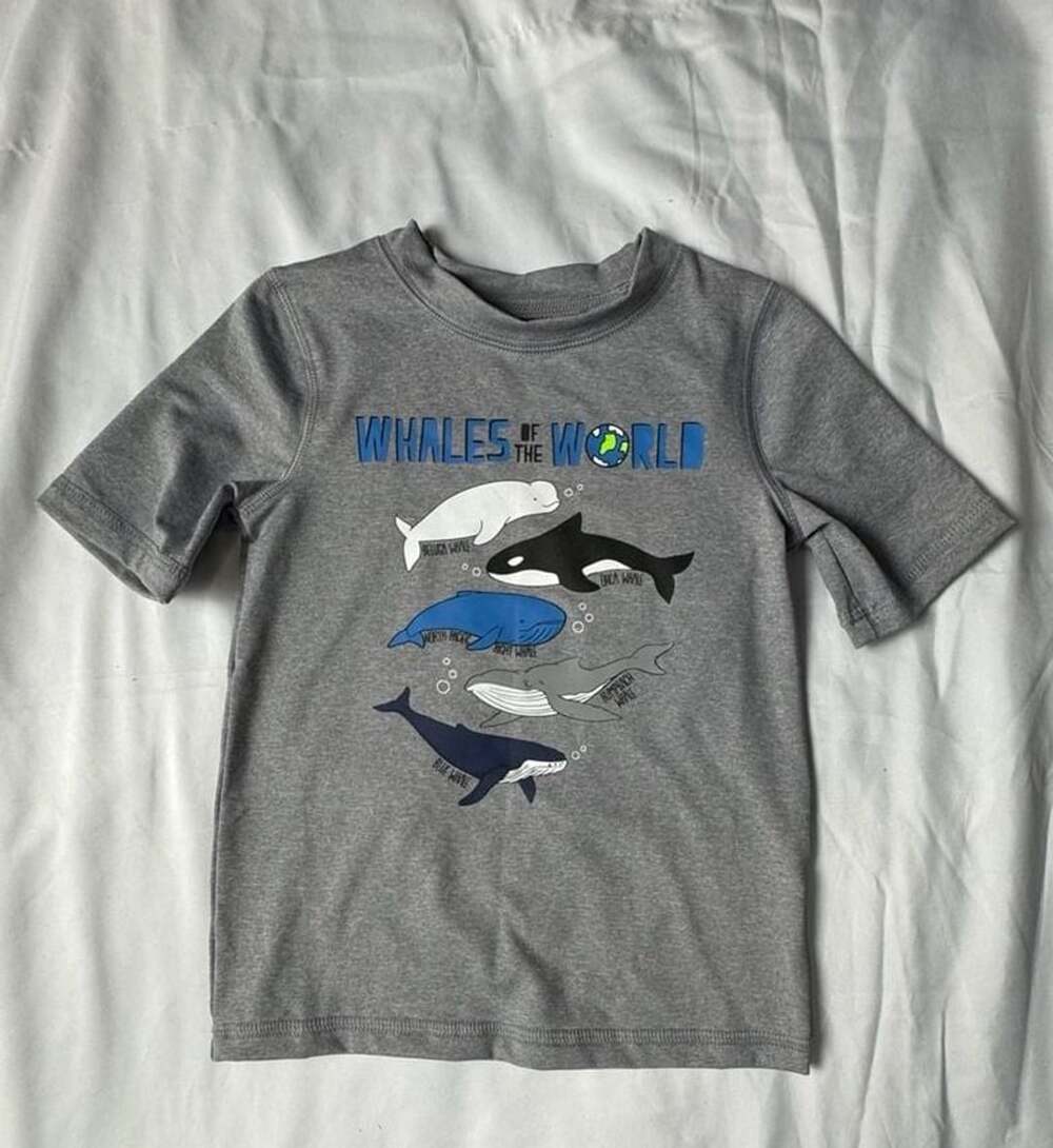 Cat & Jack Whales of the World Swim Shirt Size 3T Gray Rash Guard